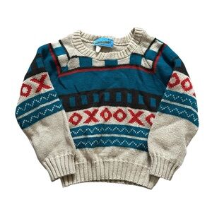 Vintage 80s Kids CutLoose Geometric Sweater Acrylic USA Retro Preppy Size 4